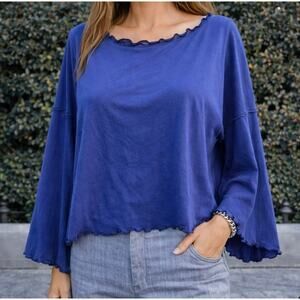 We The Free NEW Navy Blue Boatneck Cropped Top – Size Large